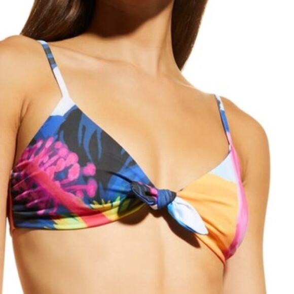 Mara Hoffman Viti Carla Knot Bikini Top White Multi Women’s Sz S